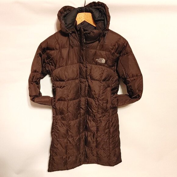 The North Face LONG 600 Puffer Goose Down Jacket Brown with Detachable Hood S - Picture 1 of 13